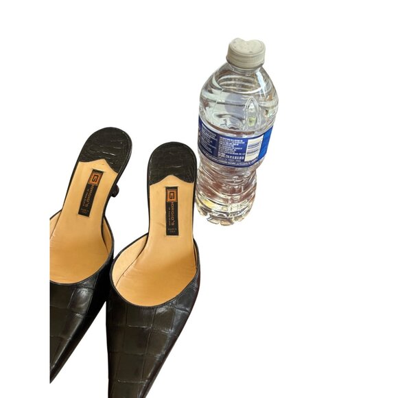 Giorgios Of Palm Beach Black Genuine Alligator Kitten Heel Mules Women's Size 6 - Picture 7 of 8